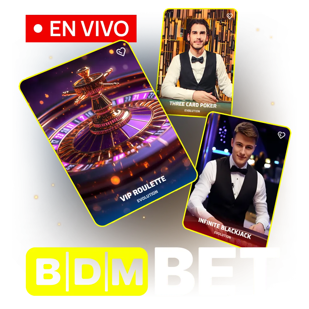 La sección de juegos en vivo de BDMbet te está esperando, juega a las mejores tragaperras.