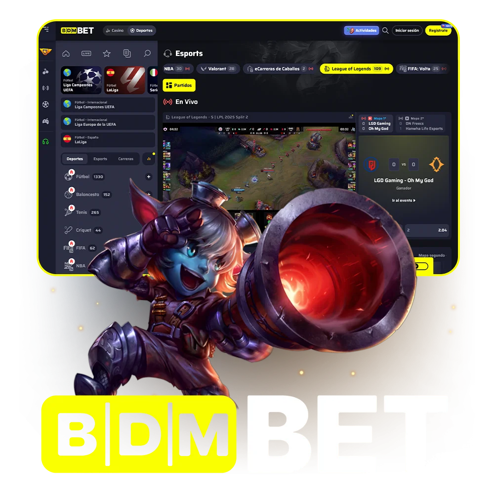 Apuesta en torneos y partidos de ciberdeporte en BDMbet.